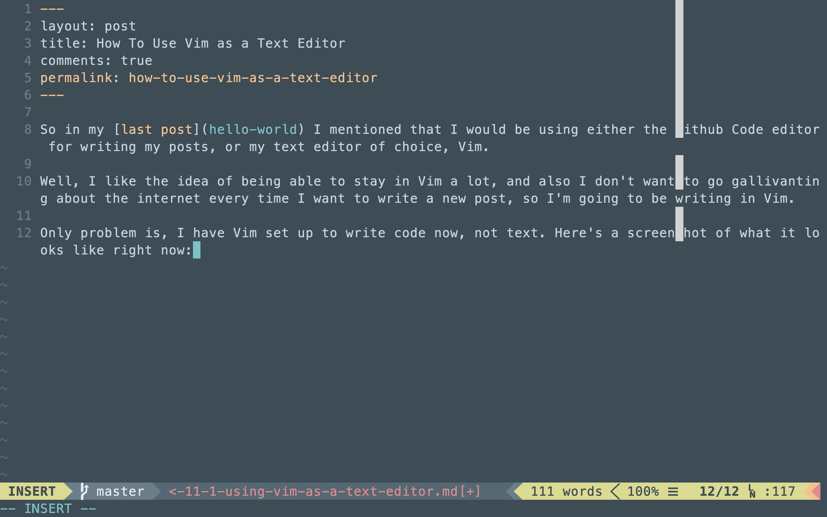 Vim set up for code editing