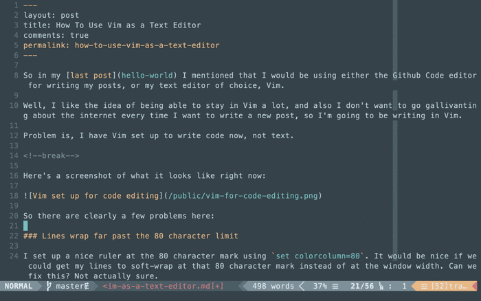 Vim with Goyo and Limelight
